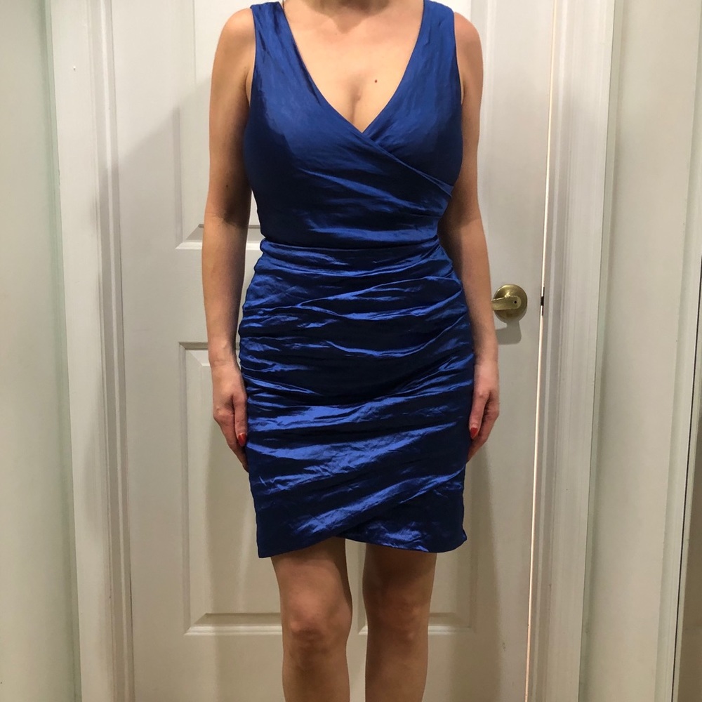 Nicole Miller Blue Taffeta Cocktail Dress